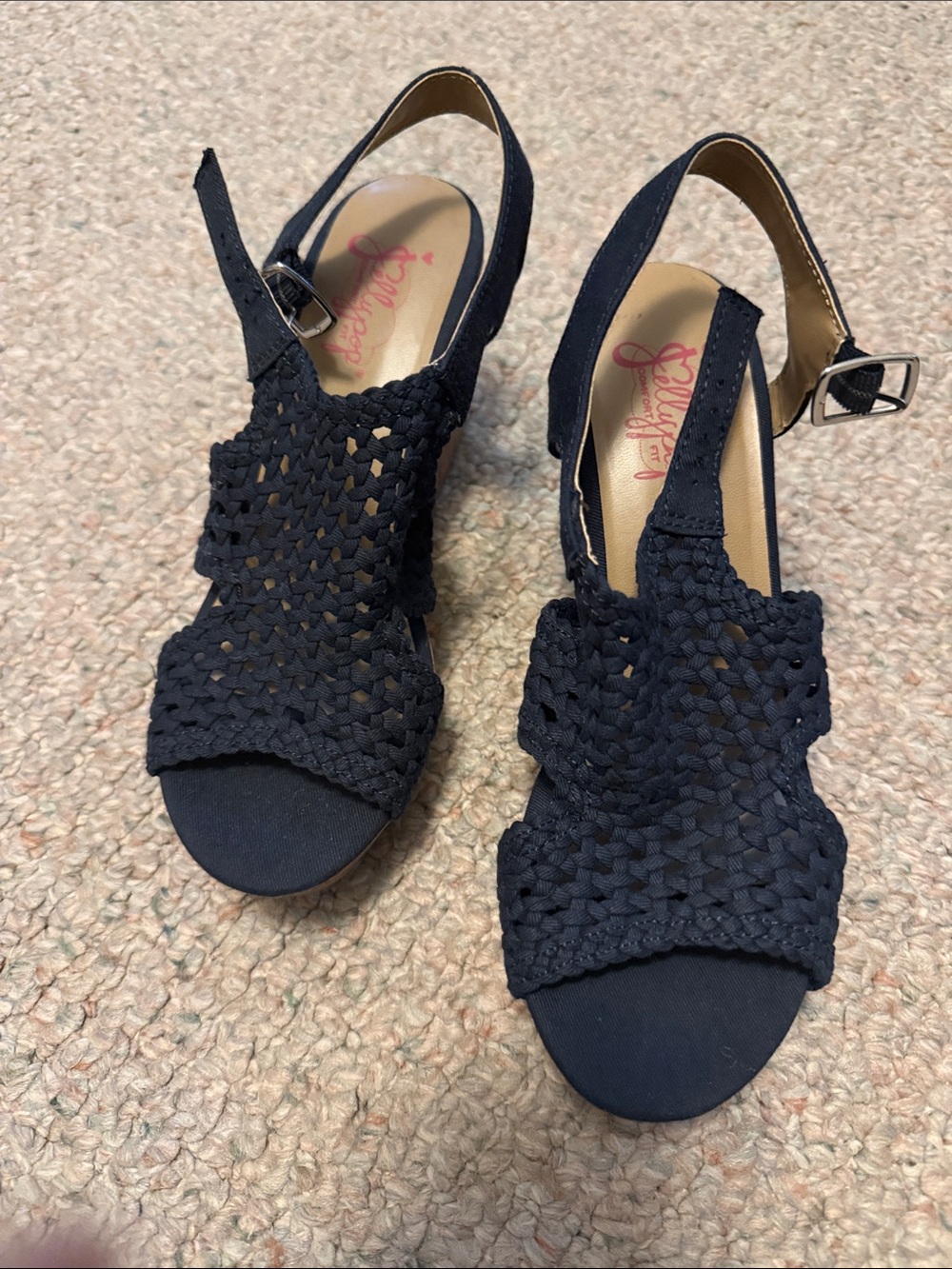 Woven Slingback Heels in Navy — Women's Dress Sandals